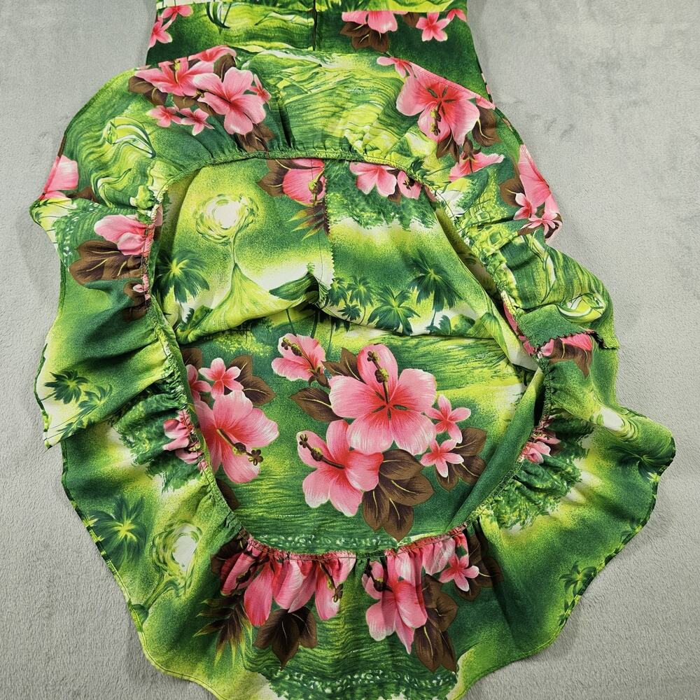 Vintage 70'S Waltah Clarke's Hawaiian Dress Womens Size 8 Mini Tropical Hibiscus - Picture 4 of 14